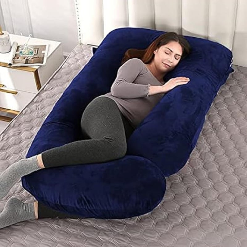 Jasan Ultra Soft J Shaped Pregnancy Pillow Body Pillow for Sleeping Baby Nursing Cushion Maternity Pillow with Velvet Zippered Cover - Image 1