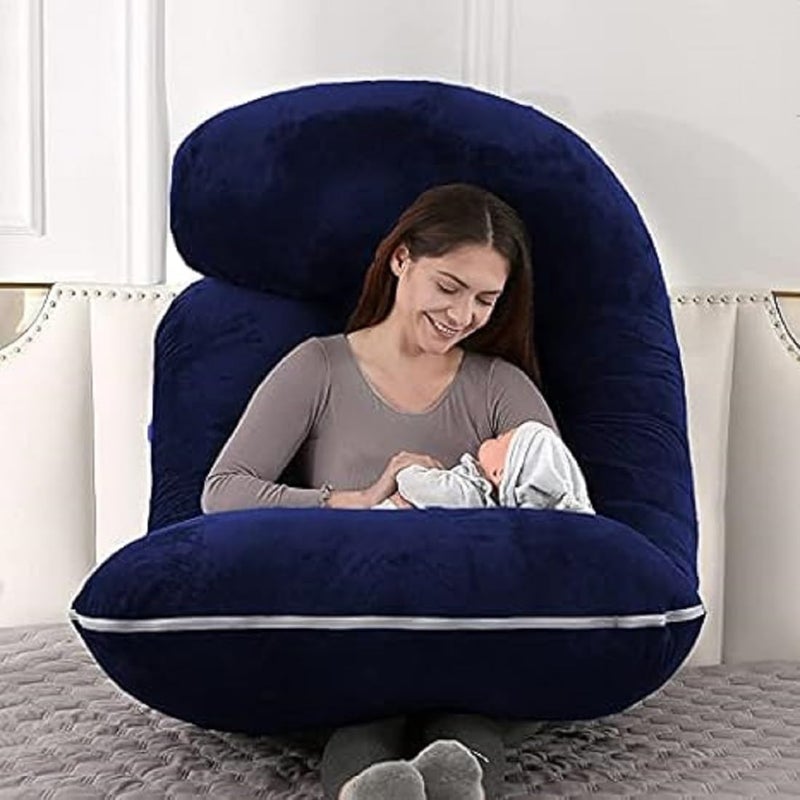 Jasan Ultra Soft J Shaped Pregnancy Pillow Body Pillow for Sleeping Baby Nursing Cushion Maternity Pillow with Velvet Zippered Cover - Image 4