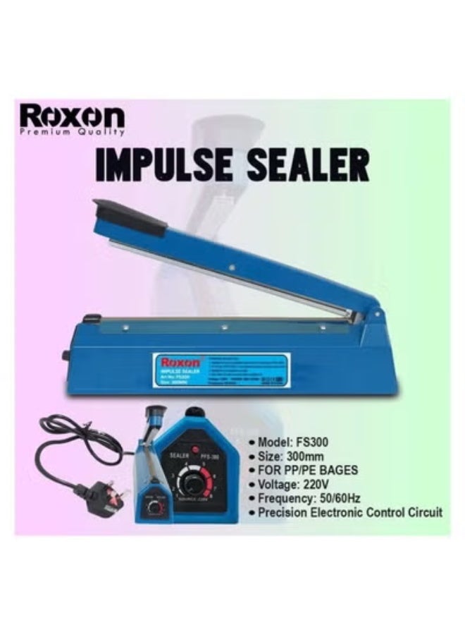 Roxon FS300 Vacuum Impulse Sealer – 300mm Heat Sealing Machine for Plastic Bags & Food Packaging | 200-600W, 220V, 50/60Hz | Durable Hot Sealer for Kitchen, Shops & Industrial Packaging - Image 3