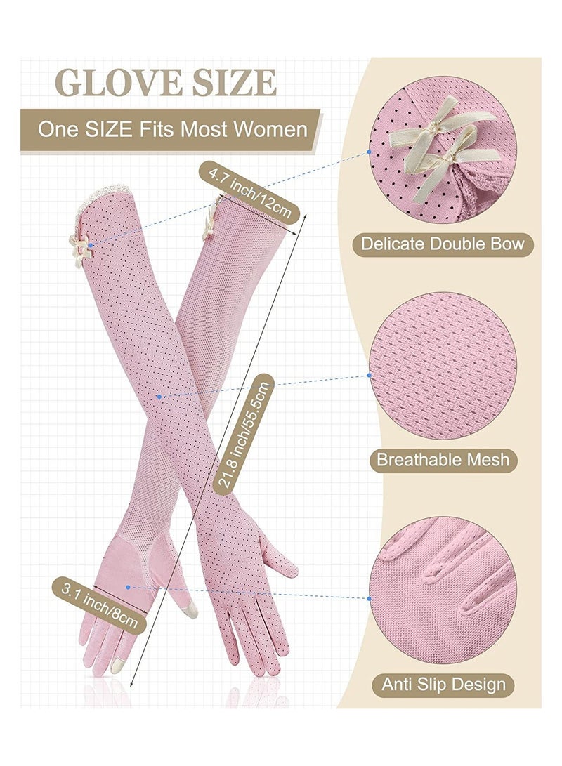 Generic SYOSI UV Long Sunblock Gloves, Women's Driving Non Slip Full Finger Arm Sun Protective, for Outdoor Sports, 3 Pairs - Image 2