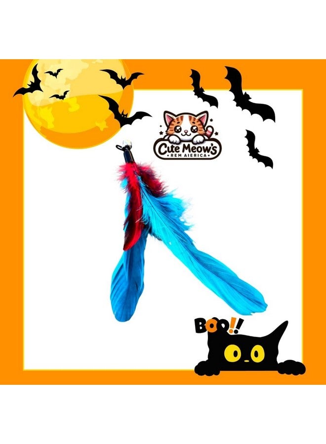 ألعاب قطط تفاعلية ملونة من Cute Meows Pet Supplies، لعبة عصا مخصصة لامعة، 12 قطعة من ريش القطط مع 10 رؤوس بديلة، وقضيب تلسكوبي واحد وعصا استفزاز واحدة للعب والتمرين - Image 4