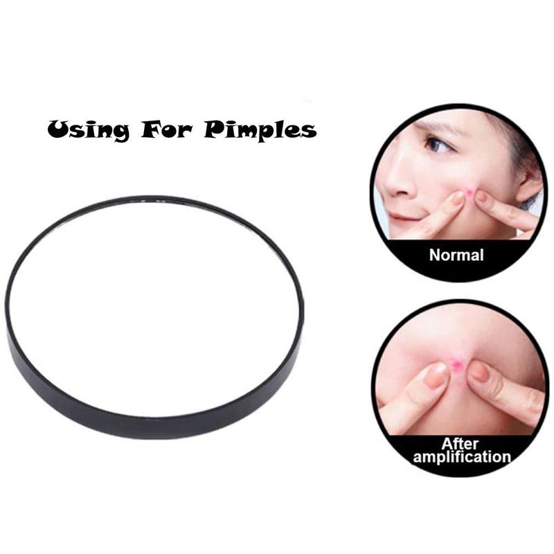 Kriva Kriva Make Up Hand Mirror for Women and Portable Shaving Mirror for Men with 10X Magnifying Bedroom Mirror Bathroom Mirror Black Round Wall Mount Framed  - Image 2