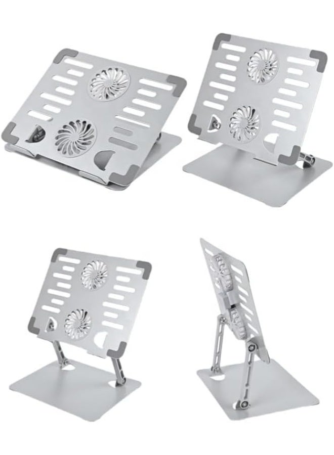 Aluminum Laptop Stand with 2 Cooling Fans – Foldable, USB Connection, Adjustable Height for Laptops Up to 17 Inch - Image 2