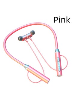 GELESE wireless bluetooth earphone sports binaural in-ear neck hanging neck headset super long standby battery life pink  - Image 1