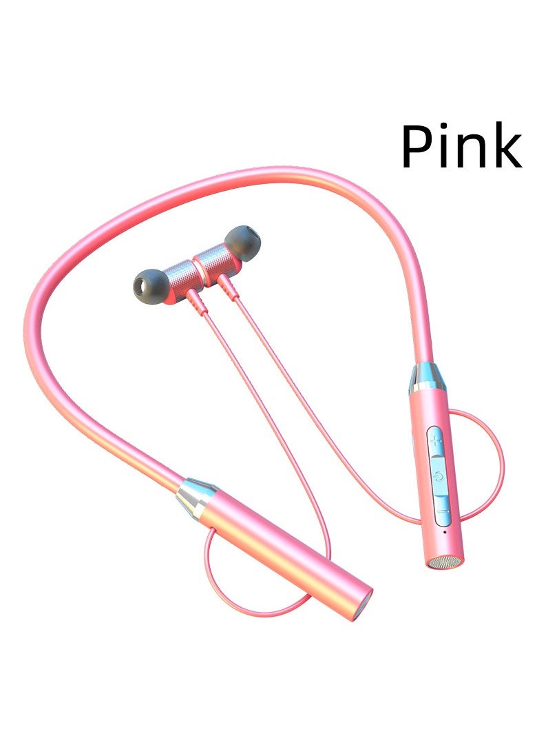 GELESE wireless bluetooth earphone sports binaural in-ear neck hanging neck headset super long standby battery life pink  - Image 1