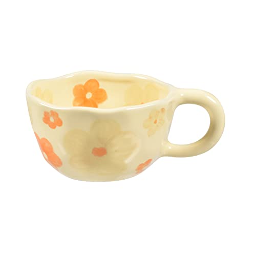 Koythin Ceramic Coffee Mug, Creative Flower Cup for Office and Home, Dishwasher and Microwave Safe, 8.5 oz/250 ml for Latte Tea Milk (Orange Flower) - Image 1