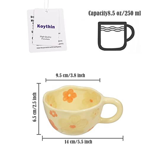 Koythin Ceramic Coffee Mug, Creative Flower Cup for Office and Home, Dishwasher and Microwave Safe, 8.5 oz/250 ml for Latte Tea Milk (Orange Flower) - Image 2