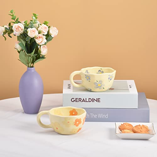 Koythin Ceramic Coffee Mug, Creative Flower Cup for Office and Home, Dishwasher and Microwave Safe, 8.5 oz/250 ml for Latte Tea Milk (Orange Flower) - Image 5