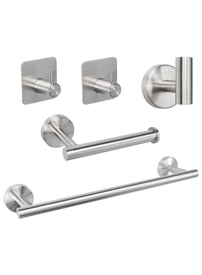 HOMESTAR Bathroom Hardware Set, Thick Stainless Steel Bath Towel Bar Set Including Towel Rack for Bathroom+Toilet Paper Holder+3 Robe Towel Hooks Wall Mount Bathroom Accessory Set(16IN,Brushed Nickel) - Image 1