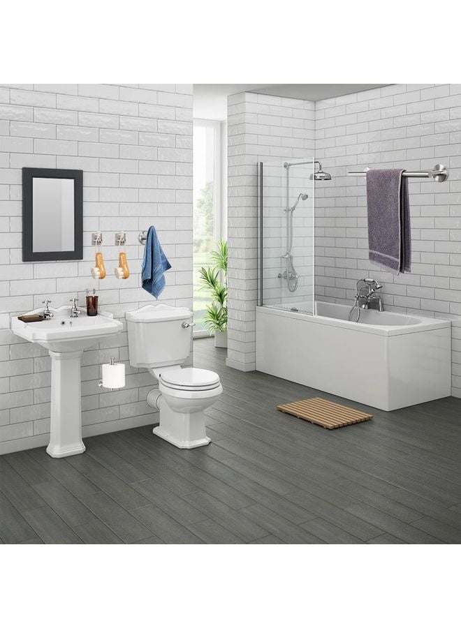 HOMESTAR Bathroom Hardware Set, Thick Stainless Steel Bath Towel Bar Set Including Towel Rack for Bathroom+Toilet Paper Holder+3 Robe Towel Hooks Wall Mount Bathroom Accessory Set(16IN,Brushed Nickel) - Image 2