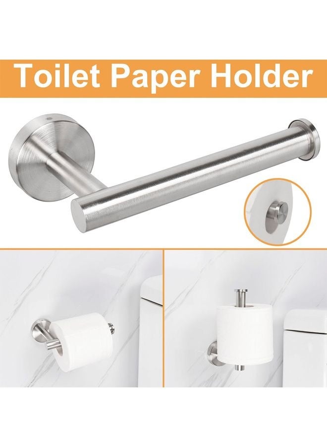 HOMESTAR Bathroom Hardware Set, Thick Stainless Steel Bath Towel Bar Set Including Towel Rack for Bathroom+Toilet Paper Holder+3 Robe Towel Hooks Wall Mount Bathroom Accessory Set(16IN,Brushed Nickel) - Image 4