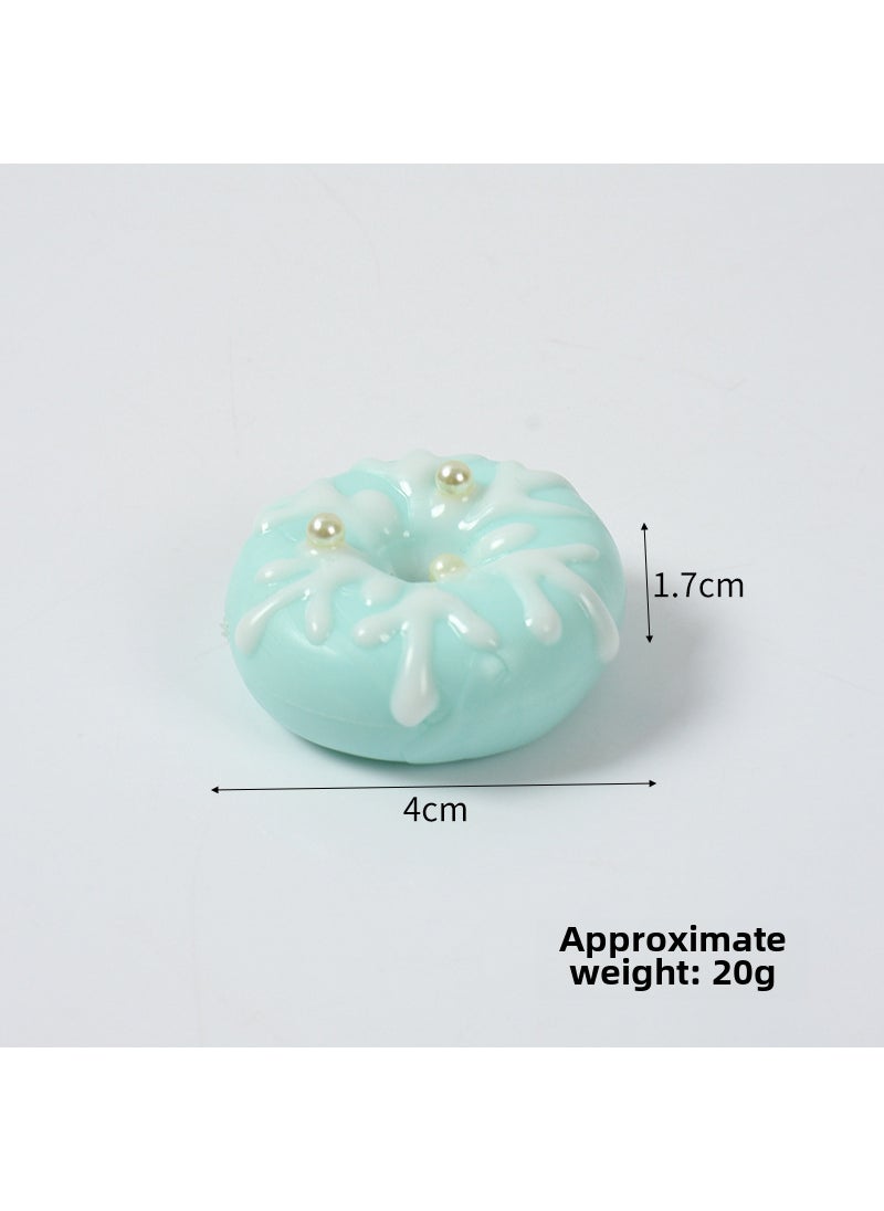 4cm Simulation Donut Cake Model Keychain Aqua Snowflake Graffiti Donut