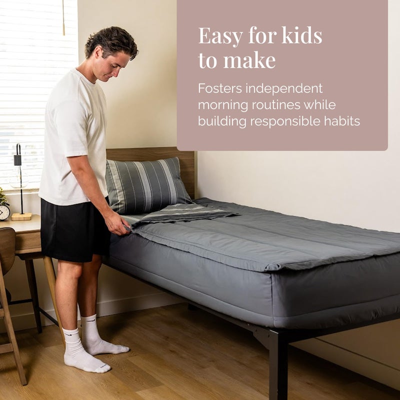 Beddy's Reese Zippered Bedding - Durable Zip-On Sheets & Comforter for Kids & Adults - Bed in a Bag - Easy Make Bedding - Minky Interior - Machine Washable - with Pillowcase & Sham - Gray - Toddler - Image 4
