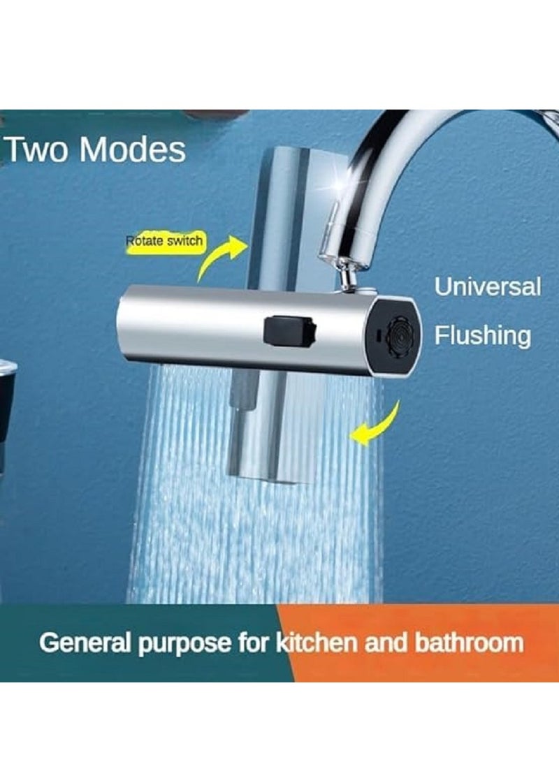 4 in 1 Waterfall Kitchen Faucet,360°Swivel Faucet Extender for Kitchen Sink, Splash-Proof Kitchen Faucet Head Replacement, High Arc Sink Faucet Suitable for Washing Fruit Vegetable - Image 2