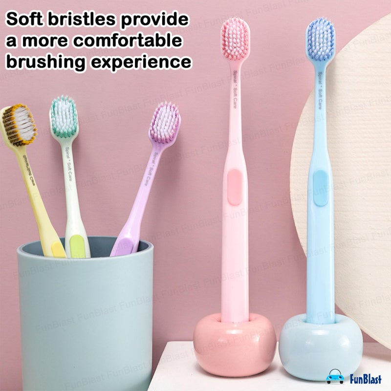 FunBlast Tooth Brush Set - Pack of 5 Pcs Toothbrush for Kids & Adults, Spiral Silky Super Soft Bristles for Sensitive Teeth, Toothbrush Soft Bristles Manual Tooth Brush for Adults (Multicolour) - Image 5