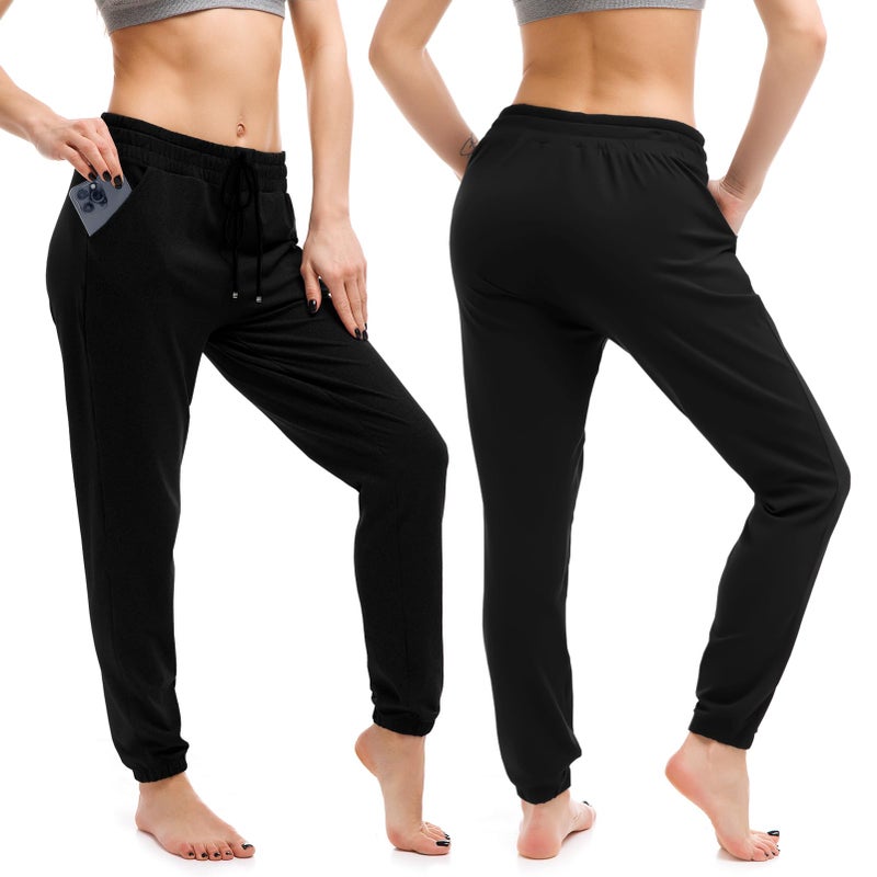 Walifrey Womens Joggers with Pockets, Drawstring Sweatpants Women for Lounging Jogging Gym and Workout Black,1 Pack Black XL - Image 2