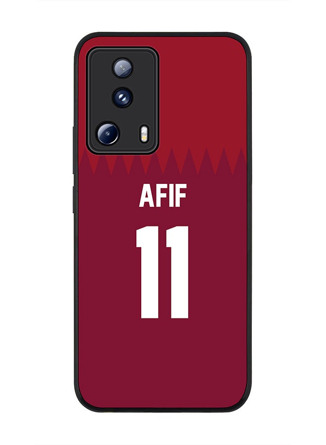 Stylizedd Rugged Black edge case for Xiaomi 13 Lite 5G / Xiaomi Civi 2 5G, Slim fit Soft Case Flexible Rubber Edges Anti Drop TPU Gel Thin Cover -  Football Team - Qatar, Player Name - Afif - Image 1