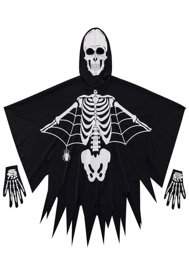 ESHOO Kids Halloween Skeleton Cloak Toddlers Glow in Dark Hooded Cloak Halloween Wings Cape Cosplay Role Play - Image 4