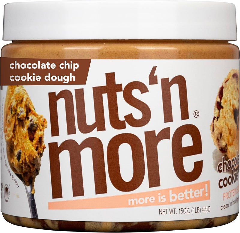 nuts'n more زبدة الفول السوداني بنكهة عجينة بسكويت الشوكولاتة من ناتس 'إن مور - بروتين عالي، خالية من الجلوتين، منخفضة الكربوهيدرات، 15 أونصة - Image 1