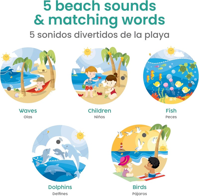 Binibi Store Spanish Books for Babies & Toddlers 1-3 The Beach Interactive Bilingual Sound Book with Fun Beach Sounds | Bilingual Children's Book | Spanish Learning for Kids - Image 3