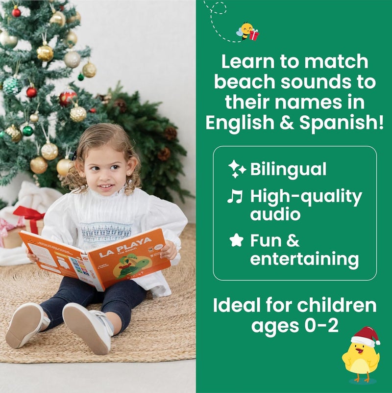 Binibi Store Spanish Books for Babies & Toddlers 1-3 The Beach Interactive Bilingual Sound Book with Fun Beach Sounds | Bilingual Children's Book | Spanish Learning for Kids - Image 4