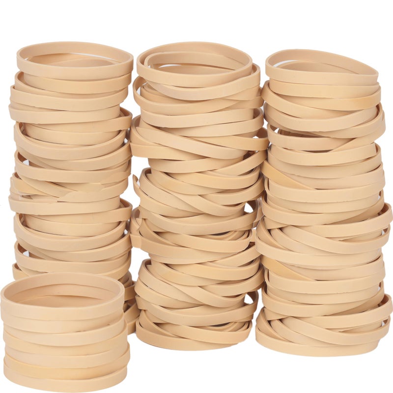 Foshine Rubber Bands Size #64, Elastic Band Beige 0.5bl about 110Pcs Wide Rubber Band For Office Home Supplies(3 1/2" x 1/16") - Image 1