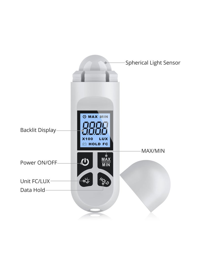 SYOSI Light Meter, Handheld Photometer, Support Max/Min Modes Light Meter Range up to 200,000 Lux Luxmeter Handheld Digital Lux Meter Brightness Measuremen Instrument with LCD Characters Display - Image 5