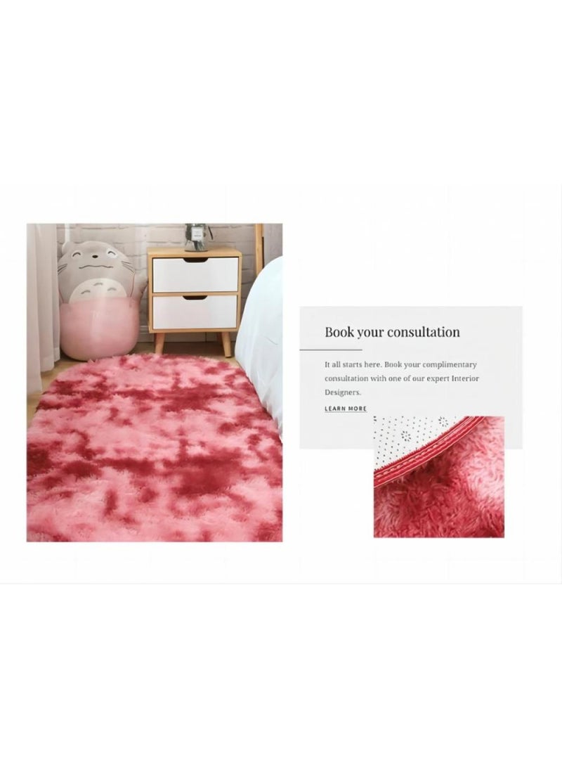 Bluejw سجادة غرفة نوم بيضاوية حمراء مكونة من قطعة واحدة 160 سم - Image 2