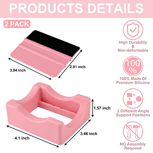 GUBCUB Silicone Cup Cradle for Tumblers,2 Pack Tumbler Holder for Crafts with Built-in Slot and Felt Edge Squeegee,Small Cup Cradle Use to Apply Vinyl Decals,Anti-Skidding Tumbler Stand Cup Holder - Image 2