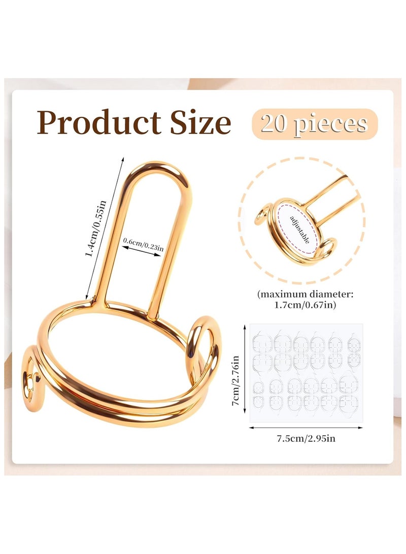 20Pcs Nail Rings for Women - No Glue Adjustable Fingernail Rings Set for Acrylic Nail Non-Tarnish Metal Nails Rings for Women Nail Art Decoration - Image 4