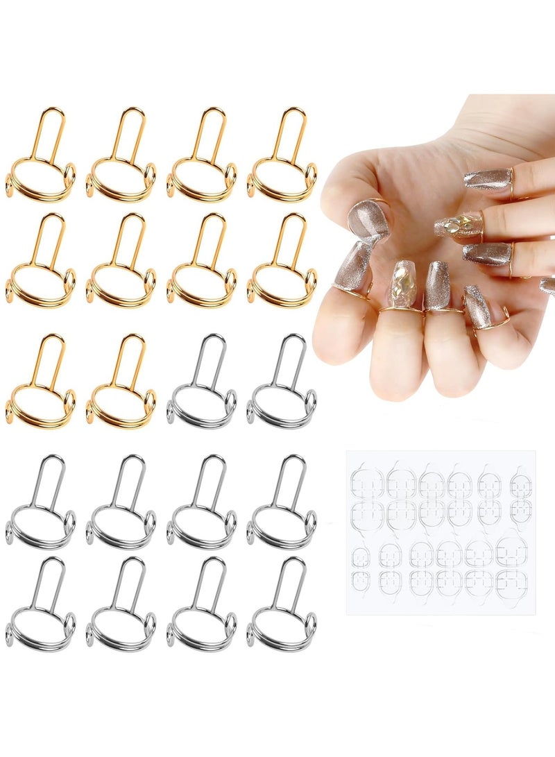 20Pcs Nail Rings for Women - No Glue Adjustable Fingernail Rings Set for Acrylic Nail Non-Tarnish Metal Nails Rings for Women Nail Art Decoration - Image 1