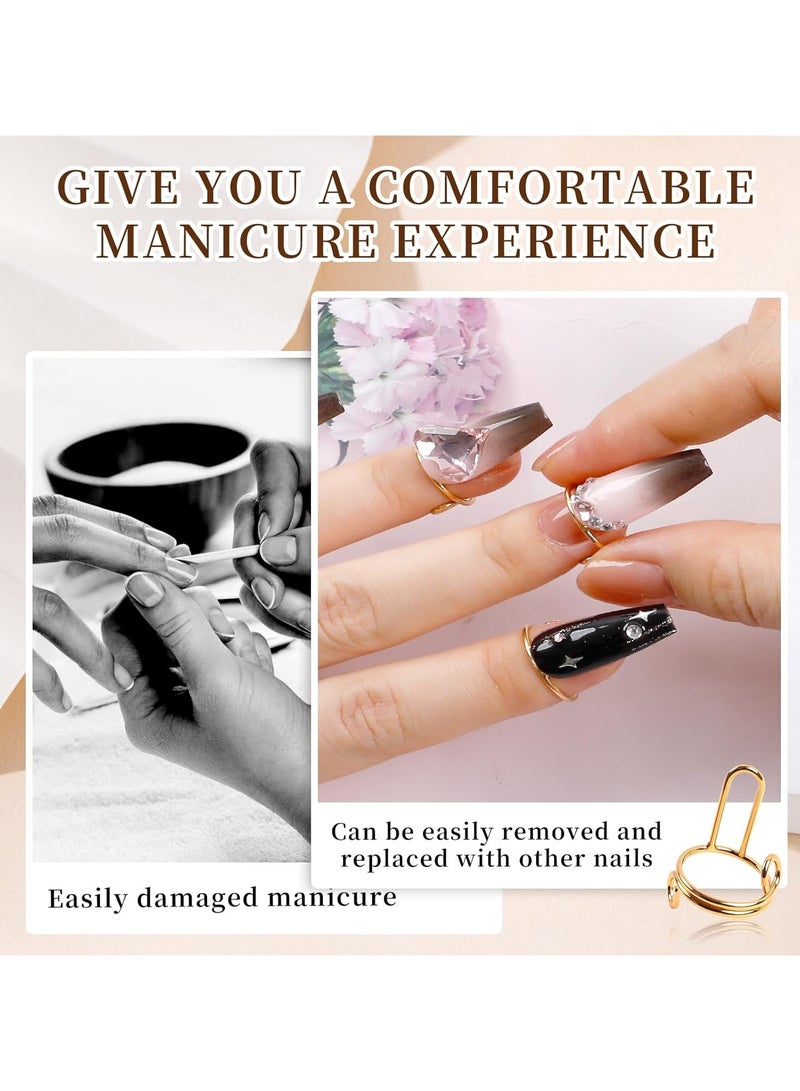 20Pcs Nail Rings for Women - No Glue Adjustable Fingernail Rings Set for Acrylic Nail Non-Tarnish Metal Nails Rings for Women Nail Art Decoration - Image 5