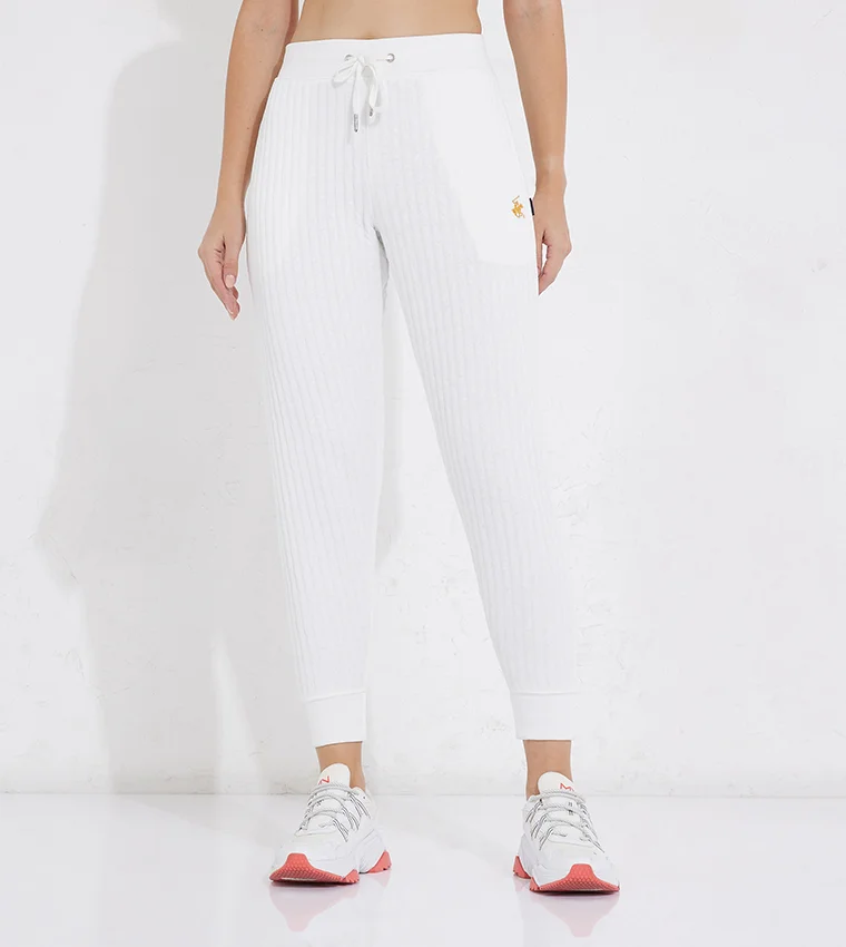 Beverly Hills Polo Club Women's Joggers with Quilted Texture and Drawstring Closure