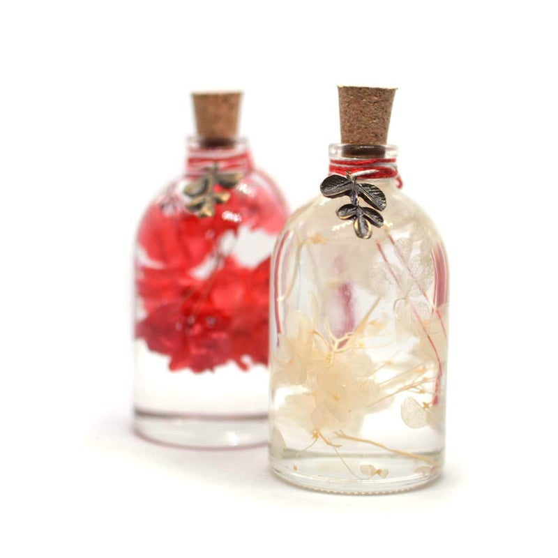 myBageecha Crimson Yin Yang Set of 2 Preserved Tabletop Natural Long Lasting Flower Red White Sustainable Eco Friendly Home Decor Gift Glass 10cm x 5 cm - Image 4