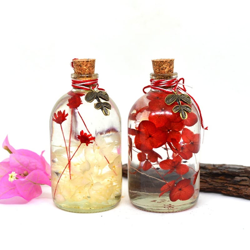 myBageecha Crimson Yin Yang Set of 2 Preserved Tabletop Natural Long Lasting Flower Red White Sustainable Eco Friendly Home Decor Gift Glass 10cm x 5 cm - Image 1