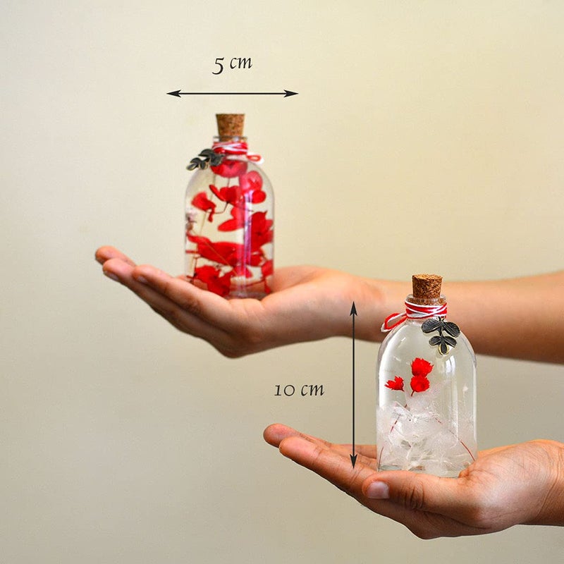 myBageecha Crimson Yin Yang Set of 2 Preserved Tabletop Natural Long Lasting Flower Red White Sustainable Eco Friendly Home Decor Gift Glass 10cm x 5 cm - Image 2