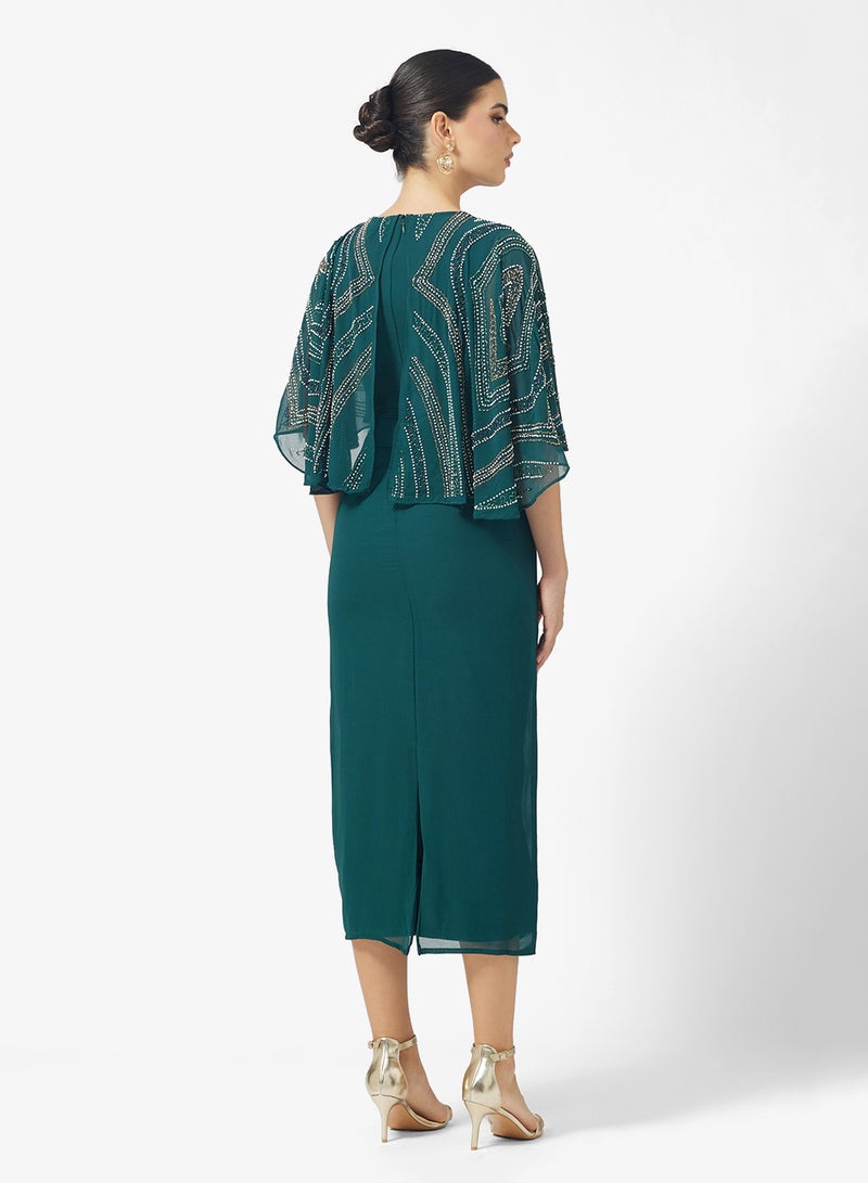 اميليا روز فستان ماكسي مزين بأكمام واسعة - Image 2