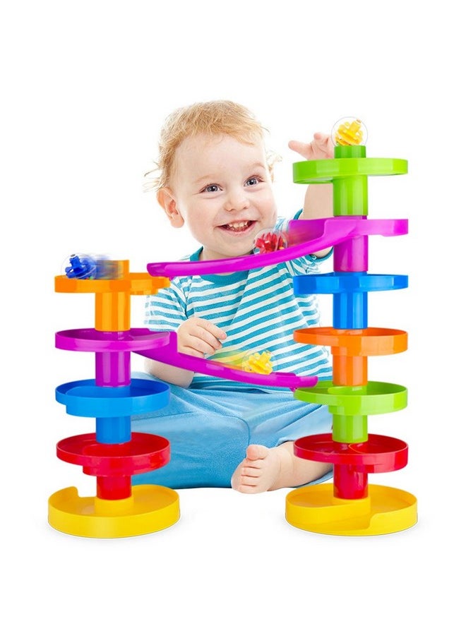 WEofferwhatYOUwant Ball Drop Educational Toy With Bridge - Advanced Spiral Swirl Ball Ramp Activity Playset For Toddlers  - Image 2