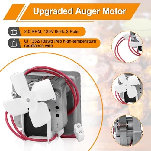 COMVIEE Upgraded 2.0RPM Auger Motor Replacement Parts Compatible with Traeger, Pit Boss, Camp Chef Wood Pellet Grills Smokers, AC120V 60Hz 2 Pole Universal Feeding Gear - Image 2