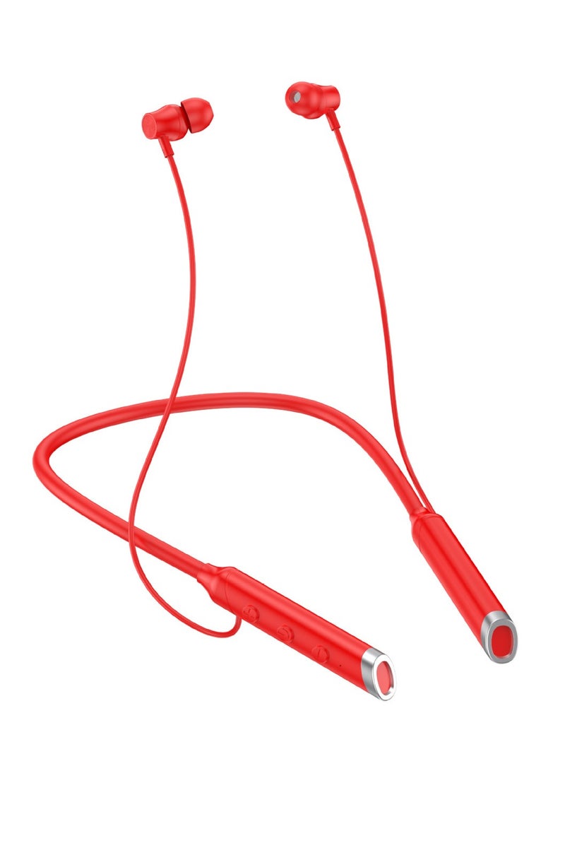 New Hanging Neck Bluetooth Headset In-ear Neck Hanging Long Standby With Magnetic Suction Earphone (Red） - Image 2