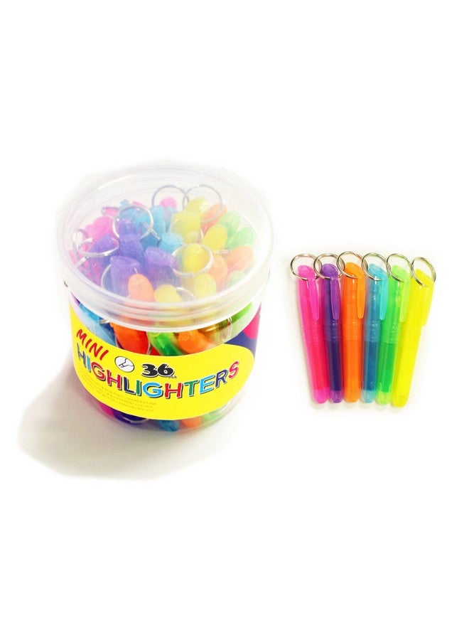 SKKSTATIONERY 36-Pcs Mini Highlighters With Key Ring, Colored Quick Dry Highlighter Markers Chisel Tip Bright Assorted Colors Highlighter Pens 3.5'' - Image 1