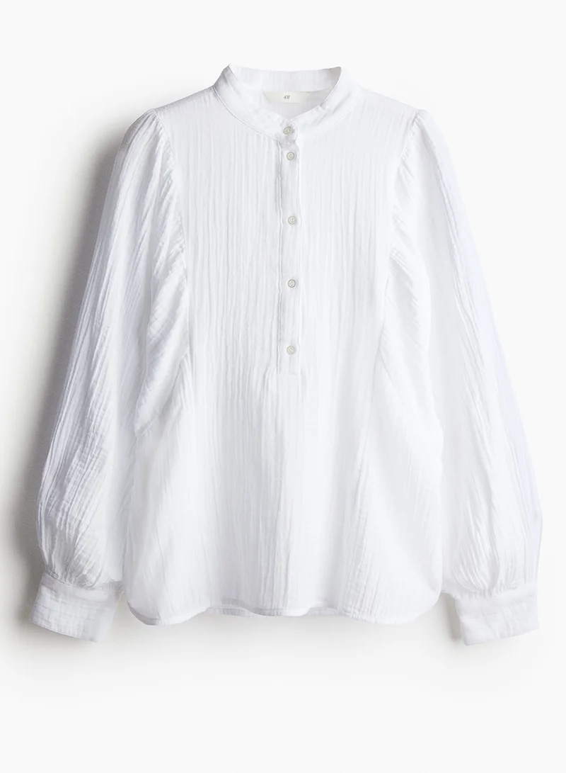 H&M Batwing-Sleeved Muslin Blouse