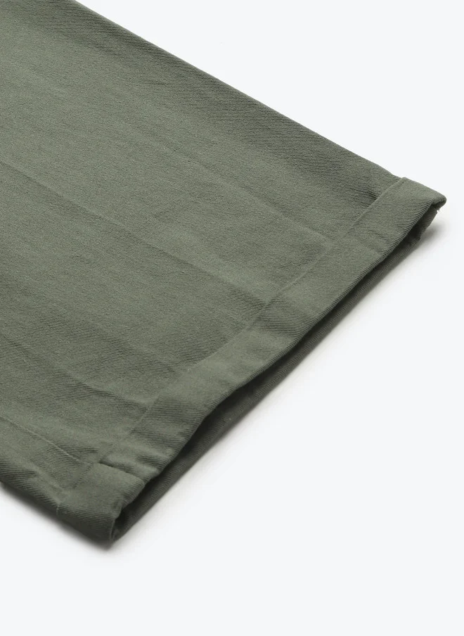 SASSAFRAS  Olive Green Cotton Straight Trousers for Women  | Best Price UAE