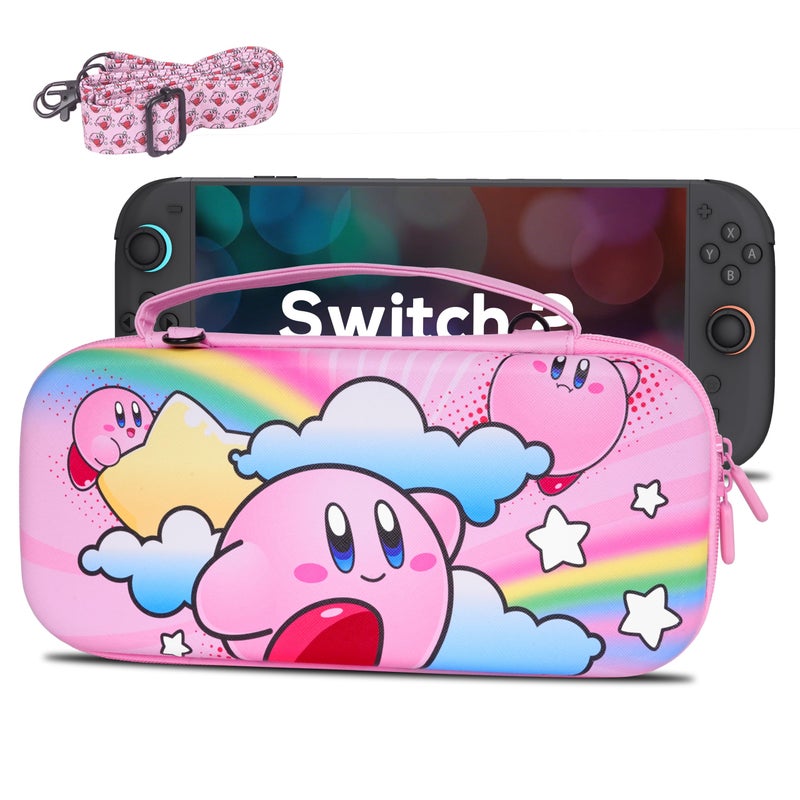 TIKOdirect Carrying Case for Switch 2(2025), Cute Portable Travel Bag in Updated Design of Pink Interior with an Adjustable Shoulder Strap, Pink - Image 1