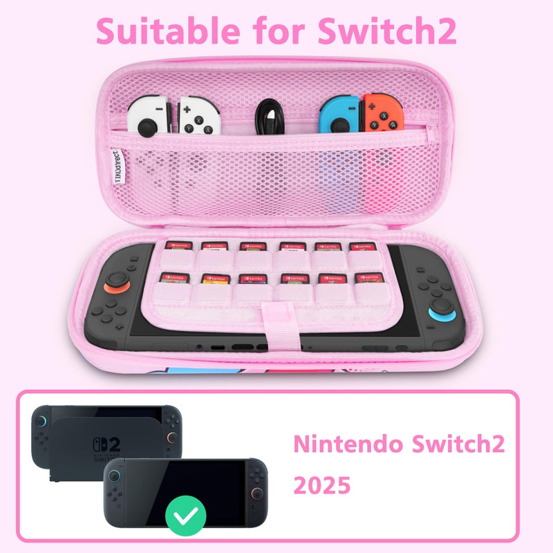 TIKOdirect Carrying Case for Switch 2(2025), Cute Portable Travel Bag in Updated Design of Pink Interior with an Adjustable Shoulder Strap, Pink - Image 3
