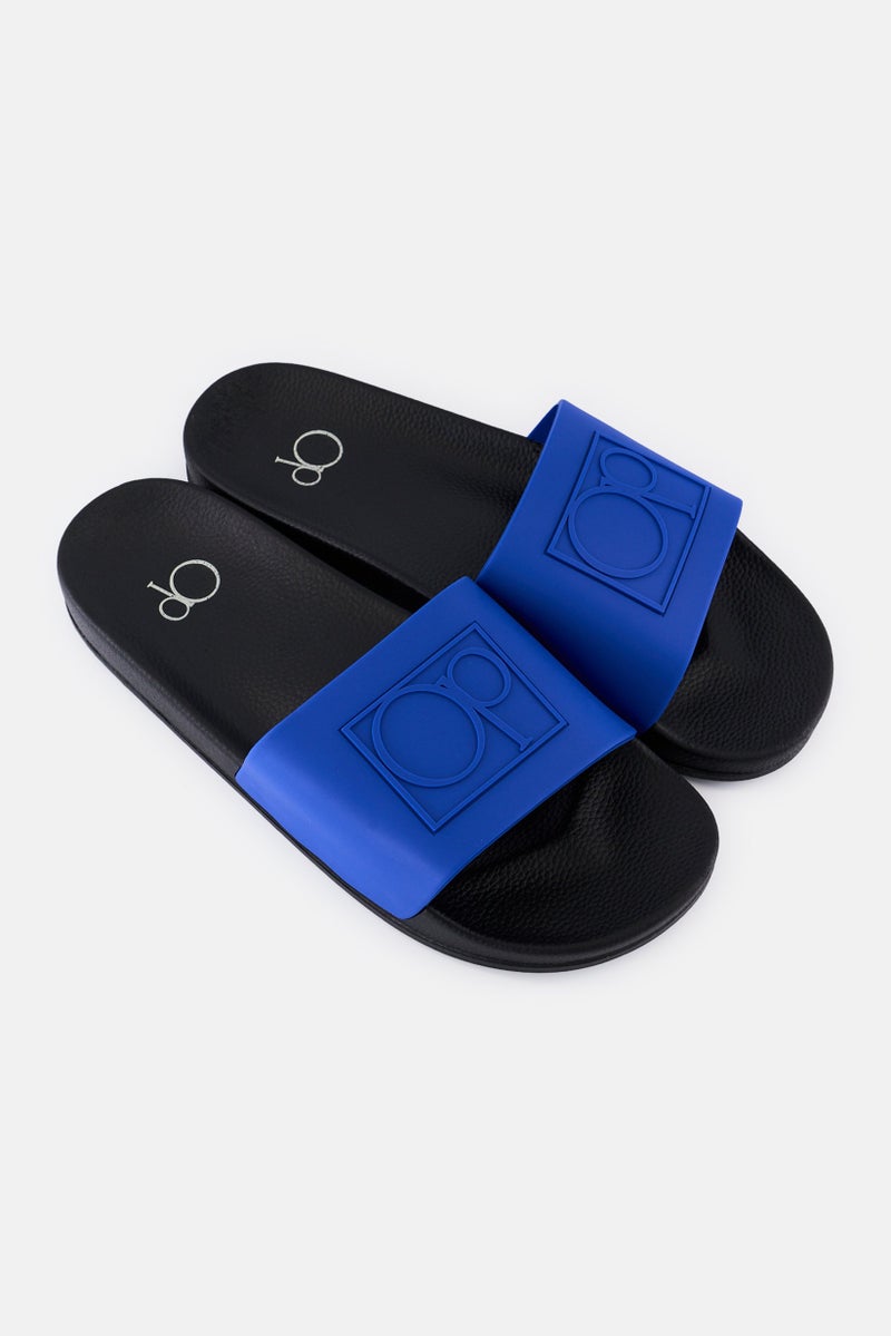 Ocean Pacific Men Brand Logo Slip On Slides, Blue  - Image 2