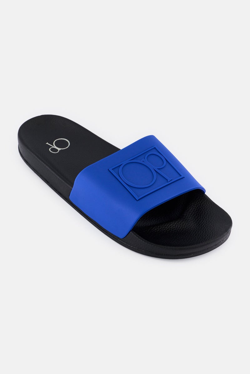 Ocean Pacific Men Brand Logo Slip On Slides, Blue  - Image 1