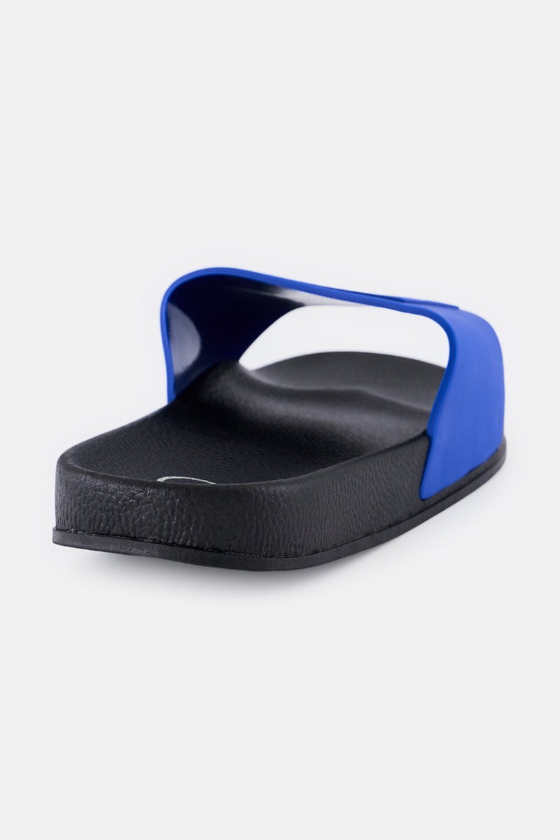 Ocean Pacific Men Brand Logo Slip On Slides, Blue  - Image 3