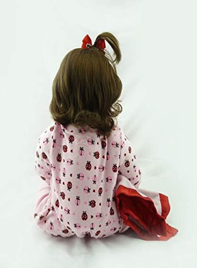 Arabest Classic 18 inch reborn baby doll pink soft vinyl silicone newborn baby doll girl toy gift dolls,Cute Ladybug Clothes Sweet Girl Weighted Doll Toys - Image 4