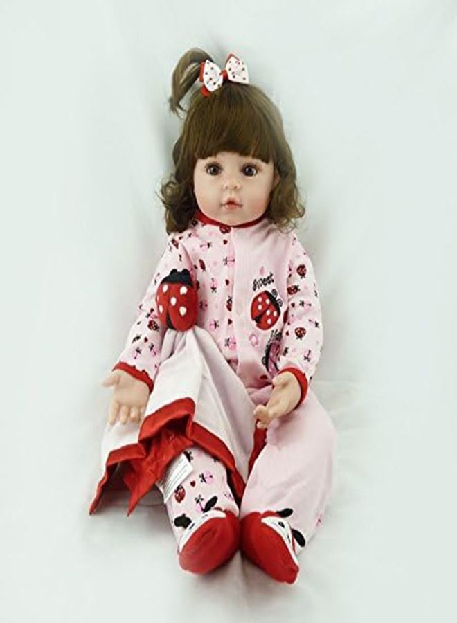 Arabest Classic 18 inch reborn baby doll pink soft vinyl silicone newborn baby doll girl toy gift dolls,Cute Ladybug Clothes Sweet Girl Weighted Doll Toys - Image 5